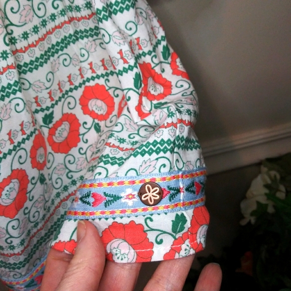 435 By Matilda Jane Spirited Song Cream Orange/Green Folklore Style Floral Dress - Picture 8 of 16